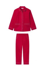 LAKE Pajama Set Scarlet Blue Piping Two Piece Photo 0