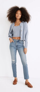 Madewell Tall Mid Rise Perfect Vintage Jean Ainsdale Wash Distressed Womens 26T Photo 0