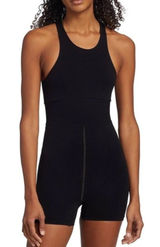 Free People Every Single Time Romper Runsie Black Keyhole M/L‎ Activewear Photo 0