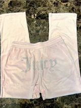 Juicy Couture Velvet Fleece Light Pink Rhinestone Wide Leg Pants Medium Photo 0