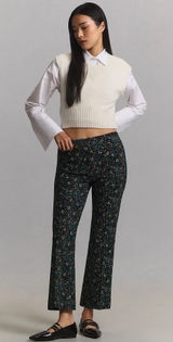 Maeve Anthropologie Margot Kick Flare Cropped Pants Swirl Print XXS High-Rise Photo 0