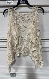 Rosa Clothing Boho Sleeveless Hollow Jacquard Lace Cardigan Beige New One Size Photo 0