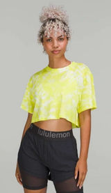 Lululemon All Yours Yellow Tie Dye Crewneck Crop Top Short Sleeve Shirt Photo 0