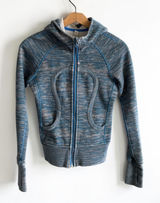 Lululemon Scuba Hoodie Full Zip Blue Grey Space Dye Size 2 Sweatshirt Photo 0