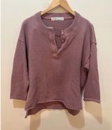 Free People FP‎ Beach Mauve Purple Waffle Knit Henley Sweater XS Relaxed Fit Photo 0