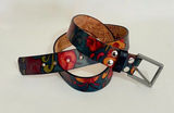 Unisex JON WYE Leather Floral Belt Western Retro Made in USA Men‎ Women 46.5" Photo 0