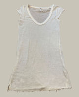 Free‎ People We The Free Ivory Thermal V-Neck Tunic Top Cap Sleeve Small Photo 0