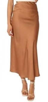 Rachel Zoe Satin Slip Midi Skirt Size 6 Bronze Copper Bias Cut Photo 0