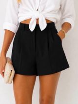 Abercrombie & Fitch Sloane Black High-Waist Tailored Shorts Photo 0