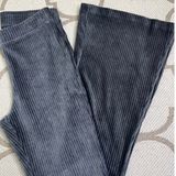 Aerie Groove-On Rib Velour Flare Pants Charcoal Gray Pull-On Size M 32” Inseam Photo 0