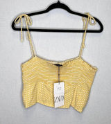 Zara | Yellow Polka Dot Tank Large NWT Spaghetti Strap Butter‎ Yellow Photo 0