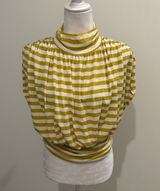 New With Tags Anthropologie Maeve Ruched Mock Neck Striped Top Sz M Photo 0