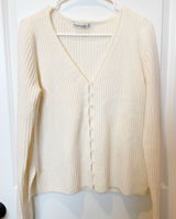 Abercrombie & Fitch Modal Ribbed Knit Cardigan M Ivory Preppy Academia Dainty Photo 0