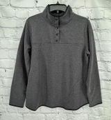 St Johns Bay Top Women's M Gray 1/4 Snap Sweatshirt Pockets Long Sleeve Fleece Photo 0