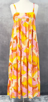 Abel The Label‎ Anthropologie Maxi Dress Small Tiered Flowy Boho Indie Hippie Photo 0