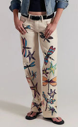 Free People We The Free Tennessee Low-Rise Illusions Jeans in Dragonfly NWT Photo 0