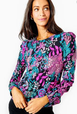 Lilly Pulitzer Onyx Twilight Coral Jansen Terry Top HTF Sweatshirt XL Vibrant Photo 0