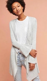 Anthropologie‎ Moth Lyra Bell Sleeve Waterfall Cardigan Medium Gray Boho NWT Photo 0