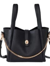 a New Day Mini Sophie Crossbody Tote Bag Black Pebbled Faux Leather Gold Chain Photo 0