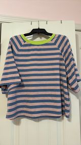 Pink and Blue Striped Short Sleeve Top Photo 0