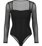 Abercrombie & Fitch Mesh Long Sleeve Corset Bodysuit Small Whimsigoth Boudoir Photo 0