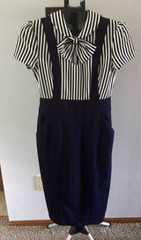 VFemage Women's black white strip navy blue vintage-style‎ sailor dress Size 12 Photo 0