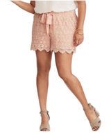 Torrid Blush Pink Floral Lace Scalloped Hem Shorts Size 1 Elastic Waist Tie Photo 0