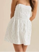 Altar'd State White Strapless Floral Embossed Mini Dress Photo 0