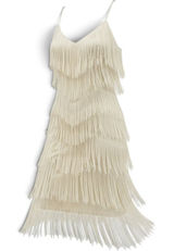 1/4 by Eletra Fringe Dress Womens S ST.12263 Ivory Tiered Flapper EUC Photo 0