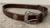New Ariat Brown Basketweave Leather Western Concho Belt Size 38 Photo 0