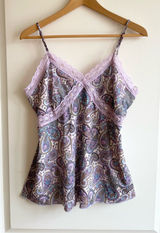 Vintage Xhilaration Y2K Babydoll Lace Trim Paisley Tank Top Cami XL Boho Fairy Photo 0
