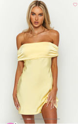 Beginning Boutique Dress Mini Yellow Satin Dress Photo 0