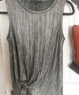 NWOT-INC women’s shimmering silver, side tied blouse Photo 0