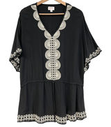 Stella &‎ Dot Embroidered Tunic Coverup Womens XS/S Bohemian Dark Cottage Beachy Photo 0