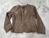 Live A‎ Little LAL Lined 100% Leather Jacket Zip Close Coat Brown Size Large L Photo 0