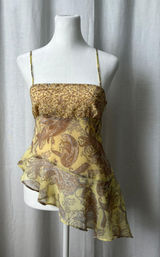 Yellow Paisley Asymmetrical Top Photo 0