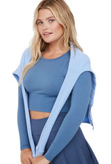 OFFLINE Aerie Sidewalk Seamless Long Sleeve Cropped T-Shirt marbled blue medium Photo 0