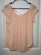 LC Lauren Conrad Peach Rose Floral Cap Sleeve Tie Back Blouse Womens Small Photo 0
