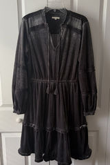 Kate & Sam Whimsygoth Dress Velvet Grey Large Tiered Dress Witchy Boho Stretch Photo 0