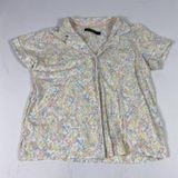 Lauren Ralph Lauren Pajama Shirt‎ Womens Large White Floral Print Top Sleepwear Photo 0