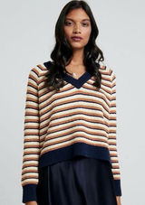 Madewell Arden V-Neck Crop Striped Multicolor Knit Sweater Size small Photo 0