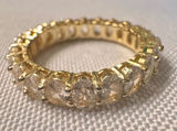 Gold Crystal Eternity Band Ring - Clear Stones Photo 0