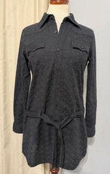 Levis Shirt Dress M Black Eyelet Embroidered Western Tunic‎ Tie Belt Cottagecore Photo 0