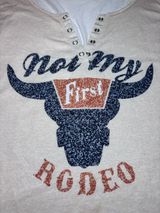 Women’s Cream Graphic Henley Tank Shirt - 'Not My First Rodeo' Photo 0