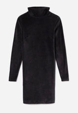 Everlane Black The‎ Velour Mock Neck Long Sleeve Mini Dress Photo 0