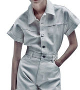 Zara NWOT Denim Gray/Silver Shimmer Utility‎ Button-Up playsuit - XS Photo 0