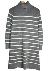 J. Crew Gray White Relaxed Stripe Turtleneck Sweater Dress XS Wool Blend BC720‎ Photo 0
