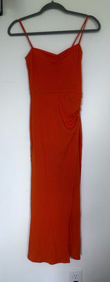 Reformation Formosa Orange Ribbed Bodycon Midi Dress w/ Slit Size XS Photo 0