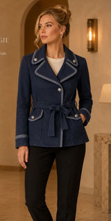 EUC Anthropologie Gramercy Peacoat Blazer Jacket Blue Military Style Coat Sz 6 Photo 0