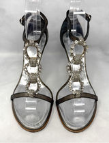 Giuseppe Zanotti Vicini Vintage Y2K Metallic Leather Block Heel Sandals 2000s 39 Photo 0